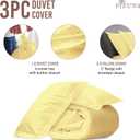 Pizuna Pure 100% Cotton Queen Duvet Cover Set, Luxurious 400 Thread Count Long Staple Cotton Sateen Weave with Button Closure (Combed Mellow Yellow Cotton Duvet Cover Queen)