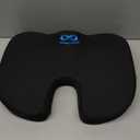 Everlasting Comfort Doctor Recommended Memory Foam Seat Cushion for Office Chairs & Car - Ergonomic Office Desk Accessories - Cushions for Tailbone Pain Relief, Sciatica (Black, Large)