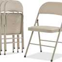 Karl home 4 Pack Brown Folding Chairs with Padded Seats, 330lbs Capacity