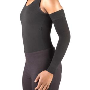 Truform Lymphedema Compression Arm Sleeve, 20-30 mmHg Post Mastectomy Support, Dot Top Grip Band, Black, Medium