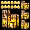 12 Sets Music Centerpieces for Table 3 Size Music Note Paper Lantern Boxes Table Ideas Decorations for Room Musical Themed Party Decor Wedding Birthday Decorations (Lantern: Black, Light:Yellow)