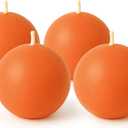 Biedermann & Sons 8-Hour Long Burning Unscented Round Ball Candles, Cantaloupe, 2.5 Inch - Set of 4