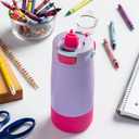 Ello Kids Colby 12oz Stainless Steel Insulated Water Bottle with Straw and Built-In Silicone Coaster Carrying Handle and Leak-Proof Locking Lid for School Backpack, Lunchbox, and Outdoor Sports