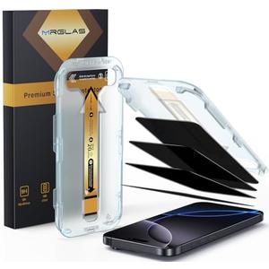 MRGLAS 3-Pack TOP 9H+ Glass for iPhone 16 Pro Privacy Screen Protector [Auto Alignment Kit] [10X Military Protection, 100% Anti Spy] UNBREAK Tempered Glass 6.3 inch Longest Durable Case-Friendly
