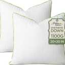 Ashler Home Deco Synthetic Down Pillow Inserts, 20x20 Down Alternative Throw Pillows Insert Sleeping Pillows with 100% Cotton Cover Decorative Pillow Stuffer for Sofa, Couch Bed(Set of 2, White)