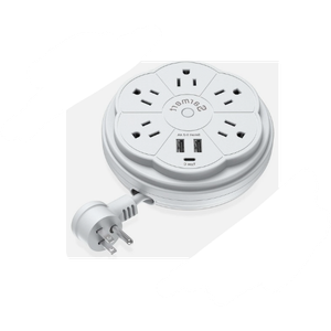 5 Outlet Power Strip USB A / Type C Surge Protector Retractable Portable