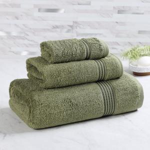 Superior Egyptian Cotton 3-Piece Towel Set, Assorted Towels, Home Bathroom, Master, Guest Bath, Decor Essentials, Includes 1 Bath, 1 Hand, 1 Face Towel/Washcloth, Quick Dry, Absorbent, Forest Green