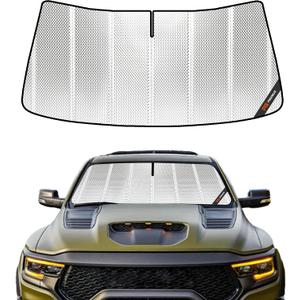 Pigenius Windshield Sun Shade for Ram 1500 2009-2018, Ram 1500 Classic 2019-2024. Full Coverage Rearview Mirror Shade for Ultimate Protection
