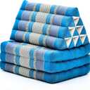 Leewadee 3-Fold Mat with Triangle Cushion  Comfortable TV Pillow, Foldable Mattress with Cushion Made of Eco-Friendly Kapok, 67 x 21 inches, Light Blue (3 seating segments, Sf22 - Blue)