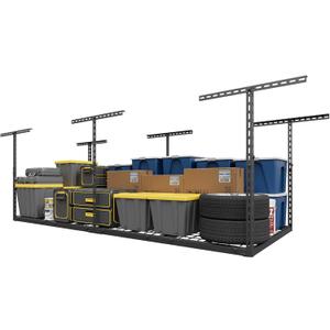 3X8FT Overhead Garage Storage Rack, 26"-40" Height Adjustable Garage Ceiling Storage Racks, Heavy Duty Metal Overhead Storage Organizer System, 750LBS Weight Capacity