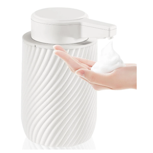 Automatic Soap Dispenser Foaming Touchless: 9oz Plastic White - Rechargeable Electric Smart Auto Foam Soap Dispenser - Bathroom Kitchen Hand Dish Lotion