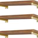 6 Pcs Gold Shelf Bracket 10 Inch Heavy Duty Brackets for Shelf Metal Wall Floating Shelving Brackets Industrial Shelf Brackets for Space Saving