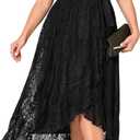 Plus Size Dresses Wedding Guest - Formal Cocktail Party Long Lace High Low Wrap V Neck Dress (Black-01)