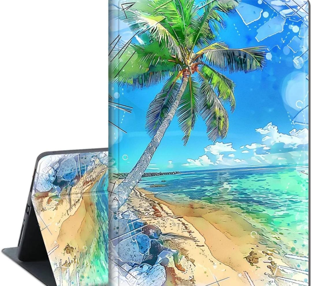 Case for Kindle Fire HD 10 & 10 Plus Tablet (11th Generation, 2021 Release) 10.1", Slim PU Leather Folio Stand Cover with Auto Wake/Sleep, Palm Tree