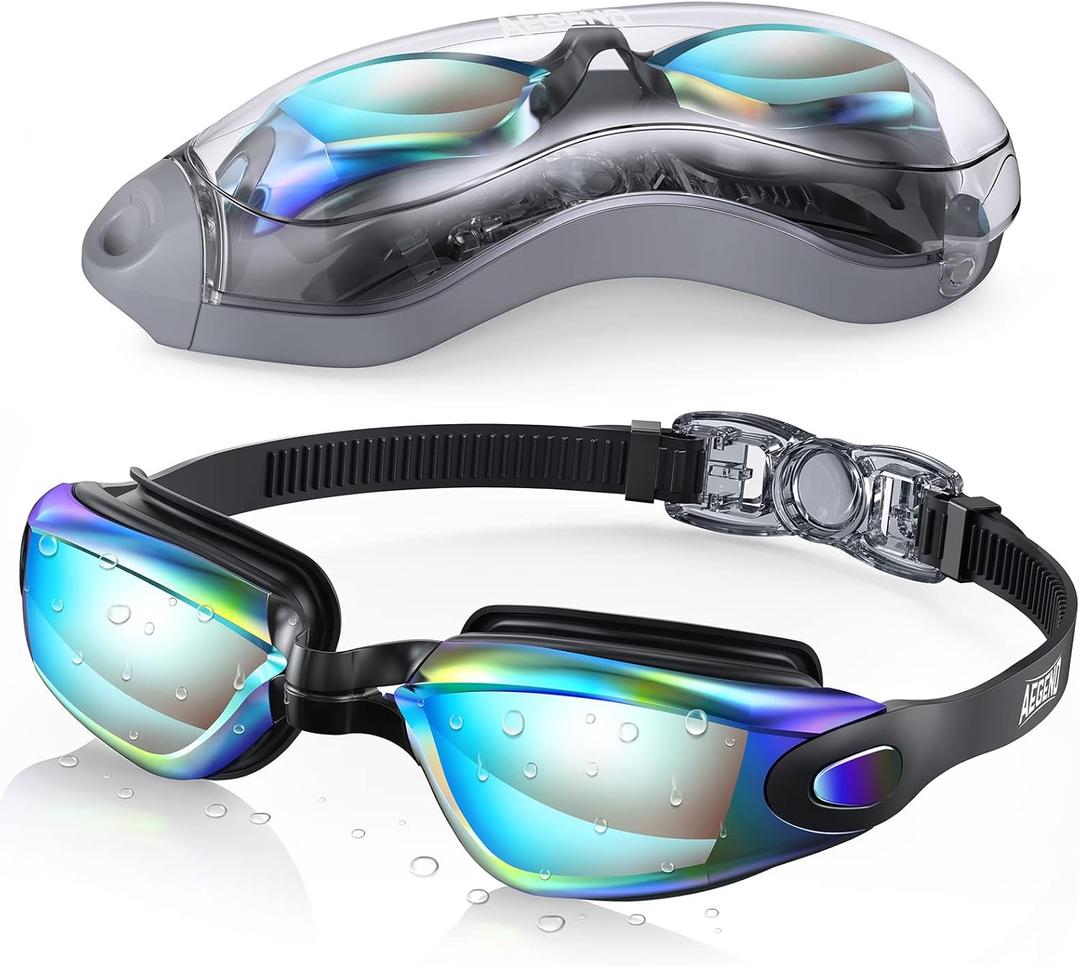 Aegend Swim Goggles, Swimming Goggles No Leaking Full Protection Adult Men Women Youth (Aqua)