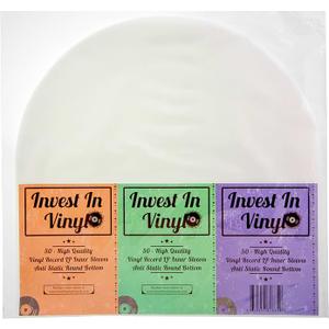 50 LP Inner Sleeves Anti Static Round Bottom 33 RPM 12" Vinyl Record Sleeves Provide Your LP Collection with The Proper Protection - Invest In Vinyl