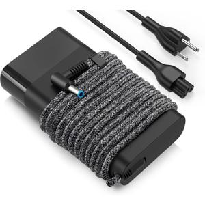 New Slim 65W Laptop Charger for HP Envy x360 Charger,Spectre x360 13-4193nr 15t-ap000,Pavilion X360,ProBook X360 11 450 650 640 G1 G2 G3 G4 G5 G6 G7,EliteBook Stream Blue Tip Power Supply Cord (Black)
