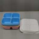 5 Pcs Bento Snack Containers, Reusable 4 Compartment Divided Food Storage Containers, Divided Lunchable Container for School, Work and Travel (5 Color) (White Lids)