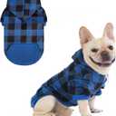 KOOLTAIL Plaid Dog Hoodie Pet Clothes Sweater with Hat and Pocket for Small Medium Large Size Dogs, Soft Winter Warm Dog Cold Weather Coat, Fleece Fall Dog Hooded Sweatshirt for Puppy Cats, Blue SM