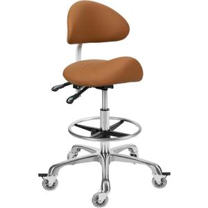 Saddle Stool Chair with Backrest and Footrest- Ergonomic Rolling Saddle Stools Hydraulic Swivel Adjustable Stool Esthetician Chair for Massage Beauty Salon Tattoo Dentist Clinic Home Office (Camel)