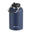 Luxgola 128 oz Insulated Water Jug with Straw Lid and Handle, One Gallon Stainless Steel Double Vacuum Water Bottle for Hot & Cold Drinks - Sweat Proof, Great for Travel, Hiking, Camping - Dark Blue