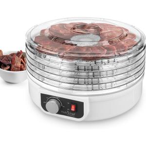 NutriChef Food Dehydrator Machine | Dehydrate Beef Jerky, Meats, Mushrooms, Fruits & Vegetables | Great For At Home Use | Uses High-Heat Circulation for Even Dehydration | 5 Easy to Clean Trays. (Milky)