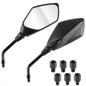 Evermotor Universal Motorcycle Mirrors Handlebars Rear View Mirror M8 and M10-360Adjustable Side Moped Mirrors Accessories for Bike Scooters Polaris Sportsman Honda ATV Cruiser Dirt Bike