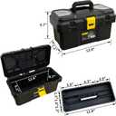 Deli Small Tool Box, 15in Plastic Toolbox with Handle,Portable Tool Box with Removable Tray and Lockable Design,Tool Storage Box for Home, Workbench and Garage Organization