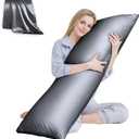 HUXMEYSON Body Pillow with Satin Pillowcase, Body Pillow for Adults, Removable Cover, Grey (20"x54")