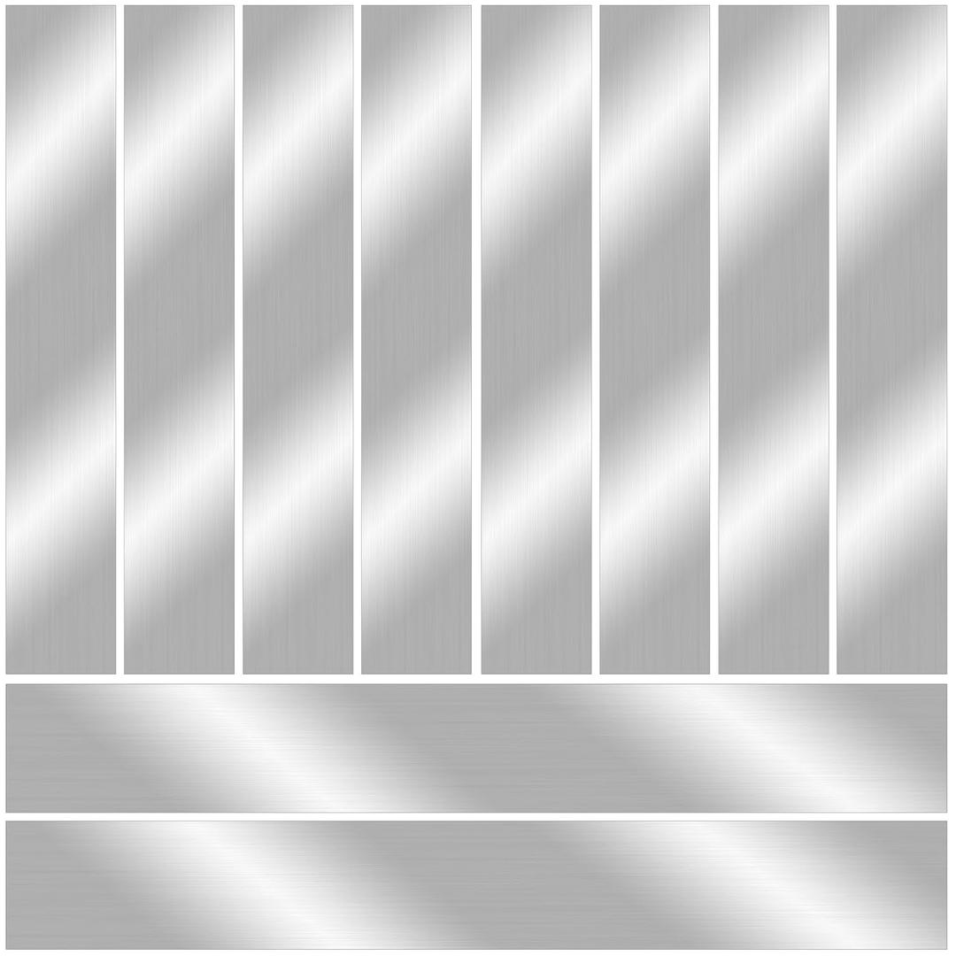 10 Pcs 304 Stainless Steel Strips(17"x 2"x 0.02" Thickness),Brushed Stainless Steel Gap Filler Trim Strip,Stainless Steel Sheet Metal Shim Stock for Kitchen Gap Filler DIY Craft Making