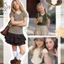 3 Pack Girls Cap Sleeve Shirts Kids V Neck Ribbed Knit Tunic Tops Slim Fit Casual Cute Basic Summer Solid Tee Shirt