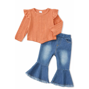 Mioglrie Toddler Baby Girl Clothes 12-18 Months Toddler Fall Winter Girls Outfit Jeans Pants Clothing Set