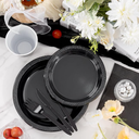 WELLIFE Black Plastic Plates 60pcs ( 30 pack of Small, 30 pack of Large) - Disposable Dinnerware Set Including Dinner Plates, Dessert Plates, Black Disposable Plates for Party and Birthdays