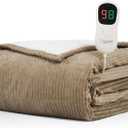 Homemate Electric Heated Blanket Twin - 62"x84" Heating Blanket Twin Size 1/2/4/6/8 Hours Auto-Off 10 Heat Level Over-Heat Protection Soft Flannel Sherpa ETL Certification