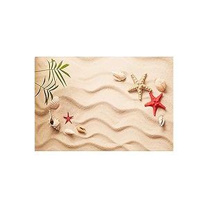 Baocicco Backdrop 5x3ft Seaside Scenery Vinyl Photo Background Sand Beach Coral Starfish Natural Landscape Photo Booth Props Backdrops for Travel Vacation Summer Holiday Photography