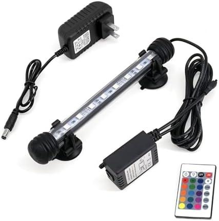 7 inch RGB Aquarium Lights, Underwater Fish Tank Lights IP68 Waterproof Color Changing Adjustable Memory Submersible Remote Control Aquarium Tank Sucker Hood Strip Lamp Waterfall Lights