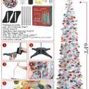 HMASYO 6 FT Pop Up Christmas Tree with 100 LED Lights & Remote, Sliver Christmas Tinsel Tree, Collapsible Artificial Pencil Tree for Home Office Party Decor, USB Powered Timer Lights, Easy Assembly (Colorful Silver)