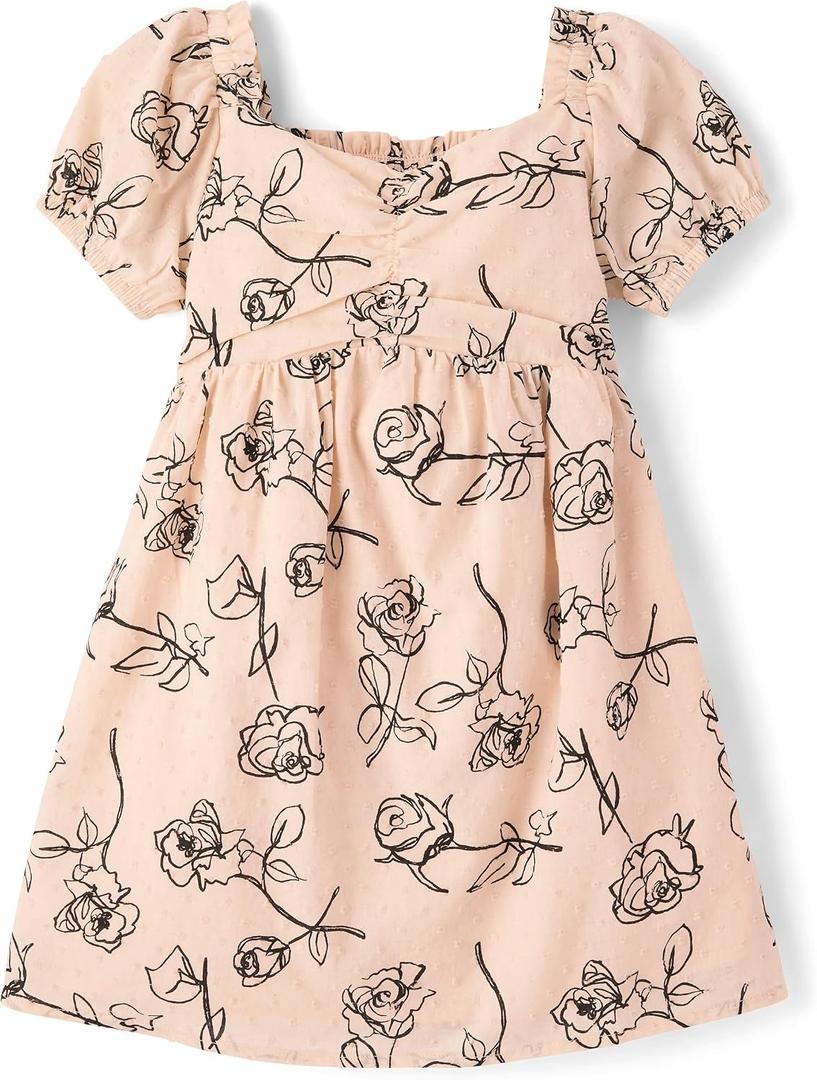 Gymboree,Girls,and Toddler Short Sleeve Tiered Dresses,Peach Floral,2 Years