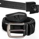 Aganmi Personalized Dad Gifts from Daughter Son Mens Leather Belt, Unique Men's Belt Fathers Day Thanksgiving Christmas Birthday Gifts for Men Father New Dad Papa (Letter A, 41 IN)