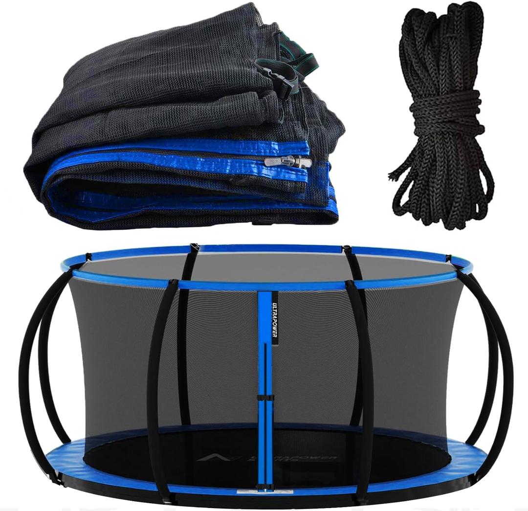 14Ft Round Trampoline Replacement Safety Net 4/5/6/8 Poles Top Ring Enclosure System (Net Only)