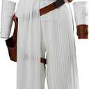 Womens Cosplay Costume White Suit Outfits Halloween Hooded Belt Robe Full Sets Costume (Medium)