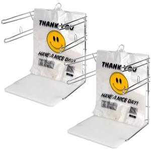 Cuisine Ready Grocery Bag Holder | 2-Pack | T-Shirt Bag Holder Stand for Plastic Bags with Handles | Organizer for Retail Stores, Supermarkets, Grocery Stores & Restaurants