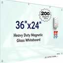 Magnetic Glass Dry Erase Board - 36'' x 24'' Whiteboard White Writing Board Nano-Coated Tempered Glass Marker for Wall Office School and Home