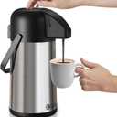 Coffee Carafe for Keeping Hot - 64oz/1.9L Airpot Coffee Dispenser with Pump - Insulated Stainless Steel Hot Beverage Dispenser for Parties - Thermal Carafe for Hot Drinks Water Tea Chocolate