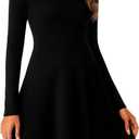 Fall Dresses for Women 2025 Long Sleeve Ribbed Knit A-Line Flowy Casual Wedding Guest Dresses Fashion Clothes, S