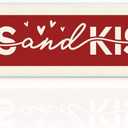 5 x Valentines Day Home Decor Banner, Hugs and Kisses Romantic Quote Sign, Red Hanging Wall Door Decoration for Bedroom Living Room, Sweet Valentine Decorations Gift, 48x9 Inches
