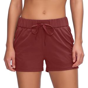 Willit Women's Shorts Hiking Athletic Shorts Yoga Lounge Active Workout Running Shorts Comfy Casual with Pockets 2.5" (Medium, Claret)