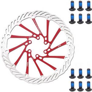 YBEKI 2-Pack Bike Disc Brake Rotor (160/180/203mm) CNC-Machined / 12 Bolts - 6-Hole Lightweight Stainless Steel Rotors with Heat Dissipation Holes for MTB/Road/BMX Bikes (Red)
