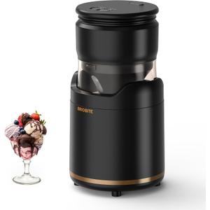 BRIOBITE Ice Cream Maker,Rechargeable Soft Ice Cream Machine with Low Noise,Compact for 1-2 Servings,Perfect for Sorbet,Gelato,Frozen Yogurt,Black