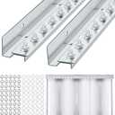 Yaocom 2 Pcs 4 Feet Sections Strip Curtain Door Mounting Hardware Galvanized Steel Strip Door Hanger Kit Universal Jamb or Wall Mount Commercial Industrial for Porch Garage Warehouse Pet House Curtain